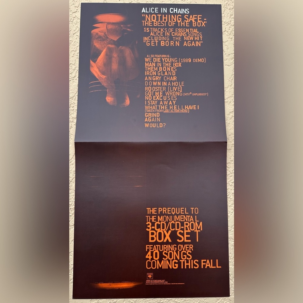 Alice In Chains Nothing Safe 2-Sided 24 X 12 Promo Poster 1999, Sony Music VGC